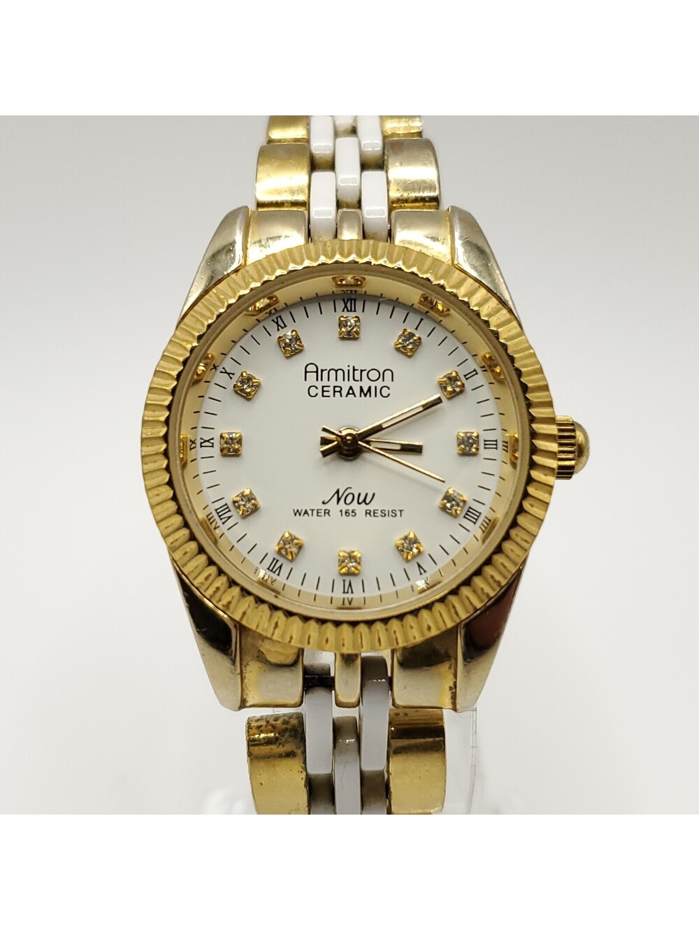 Armitron Now Ceramic Watch Women New Battery Gold-Tone 27mm